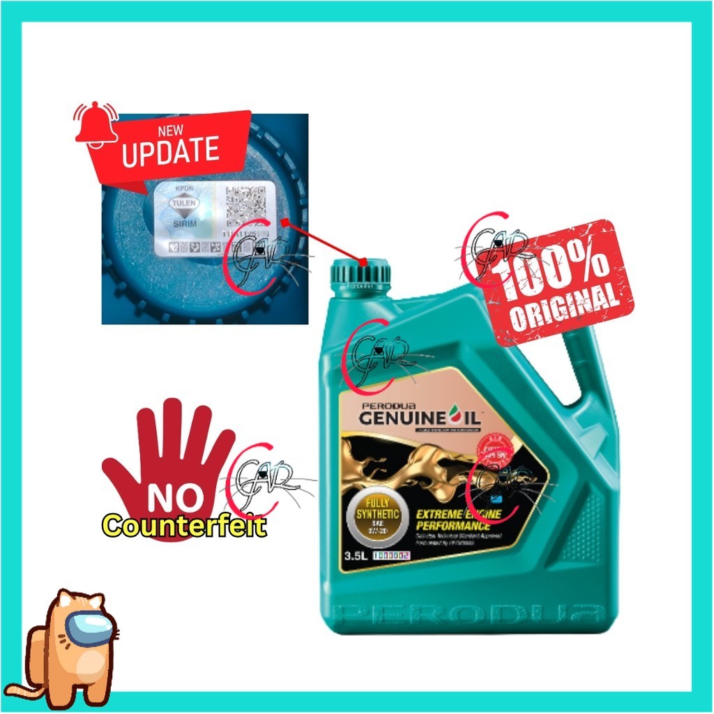 PERODUA 0W20 0W-20 (3.5L) FULLY SYNTHETIC ENGINE OIL MINYAK HITAM BEZZA AXIA MYVI 2018> ARUZ 15601-P