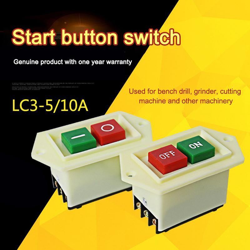 Erudent 380V LC3-5 ปุ่มเริ่มต้นสวิทช์ 10A ON-OFF Push ปุ่ม 2 ตําแหน่งสามเฟสปุ่มเริ่มต้นสําหรับ Bench เจาะเครื่องบดใหม่