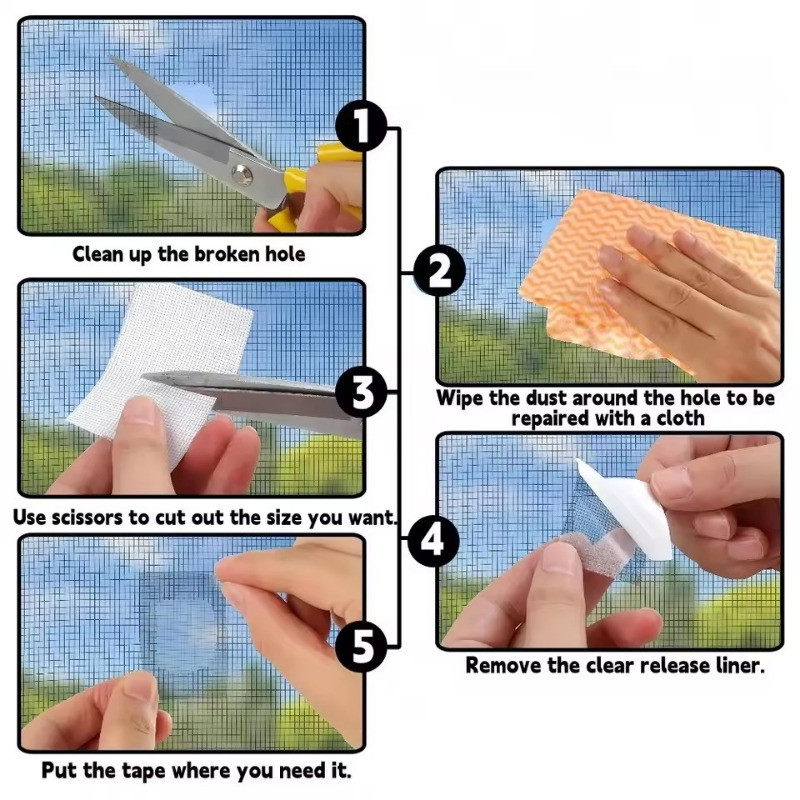 [3-5 วันมาถึง] แพทช์ซ่อมมุ้งลวดแบบมีกาวในตัว 5 ซม.x2 ม. แพทช์ยูรีเทนที่ทนต่อการฉีกขาดสําหรับหน้าต่าง/ประตู/เต็นท์ไม่มีสารตกค้างและตัดง่าย - รูปที่ 7