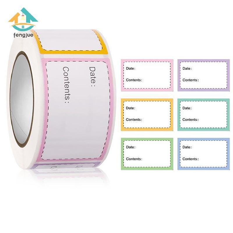 Fengjue 250 ชิ้น/ม้วน Self-Adhesive ตู้แช่แข็งตู้เย็นอาหารกระดาษสติกเกอร์ป้ายสีขาววันที่สติกเกอร์สําหรับ Home Storage แท็ก TH