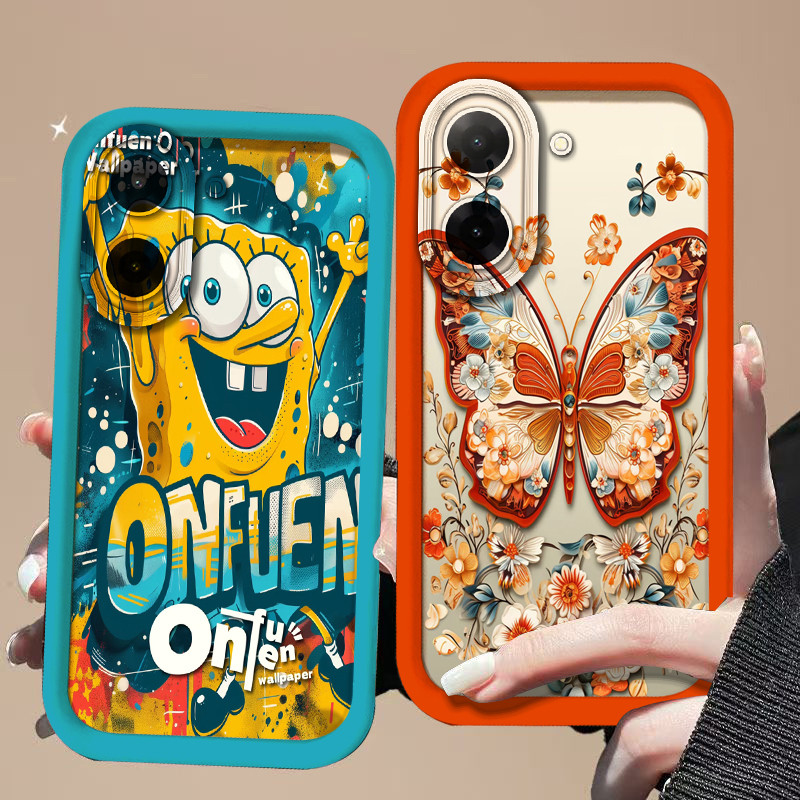 เคส Redmi A5 POCO C71 ตุ๊กตาการ์ตูนใบการ์ตูนลายผีเสื้อเคสโทรศัพท์ 3D E6S