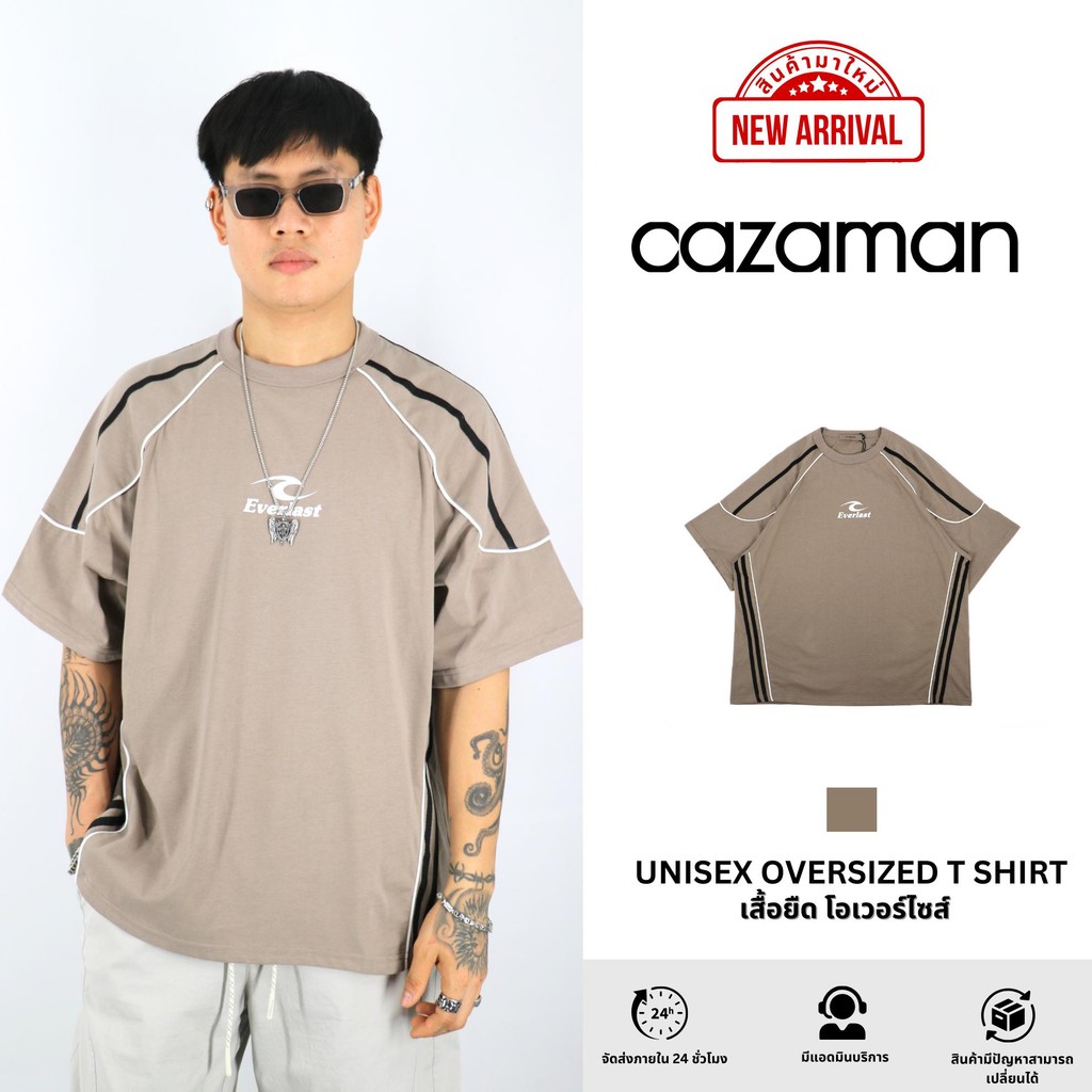 CAZAMAN  เสื้อยืดแขนสั้น OVER SIZED  แฟชั่นฤดูร้อน  สําหรับผู้ชาย YT2284