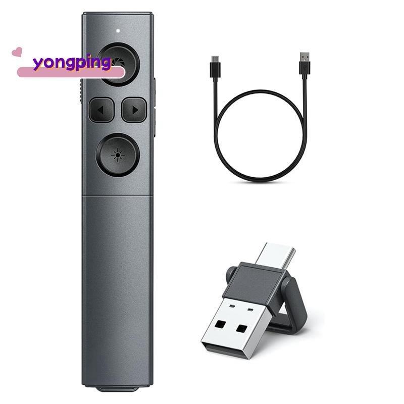 1 ชิ้น 2-In-1 USB Type C Presentation Clicker ชาร์จไร้สาย Presenter Remote Black Clicker สําหรับการน