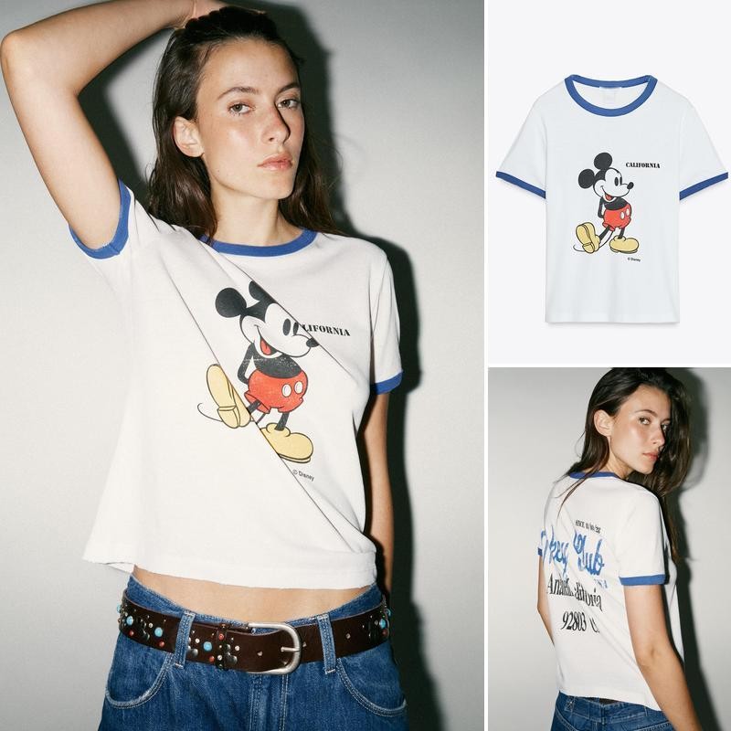 ZA2025 เสื้อยืดแขนสั้นเก่าพิมพ์ลาย Amoi3253376