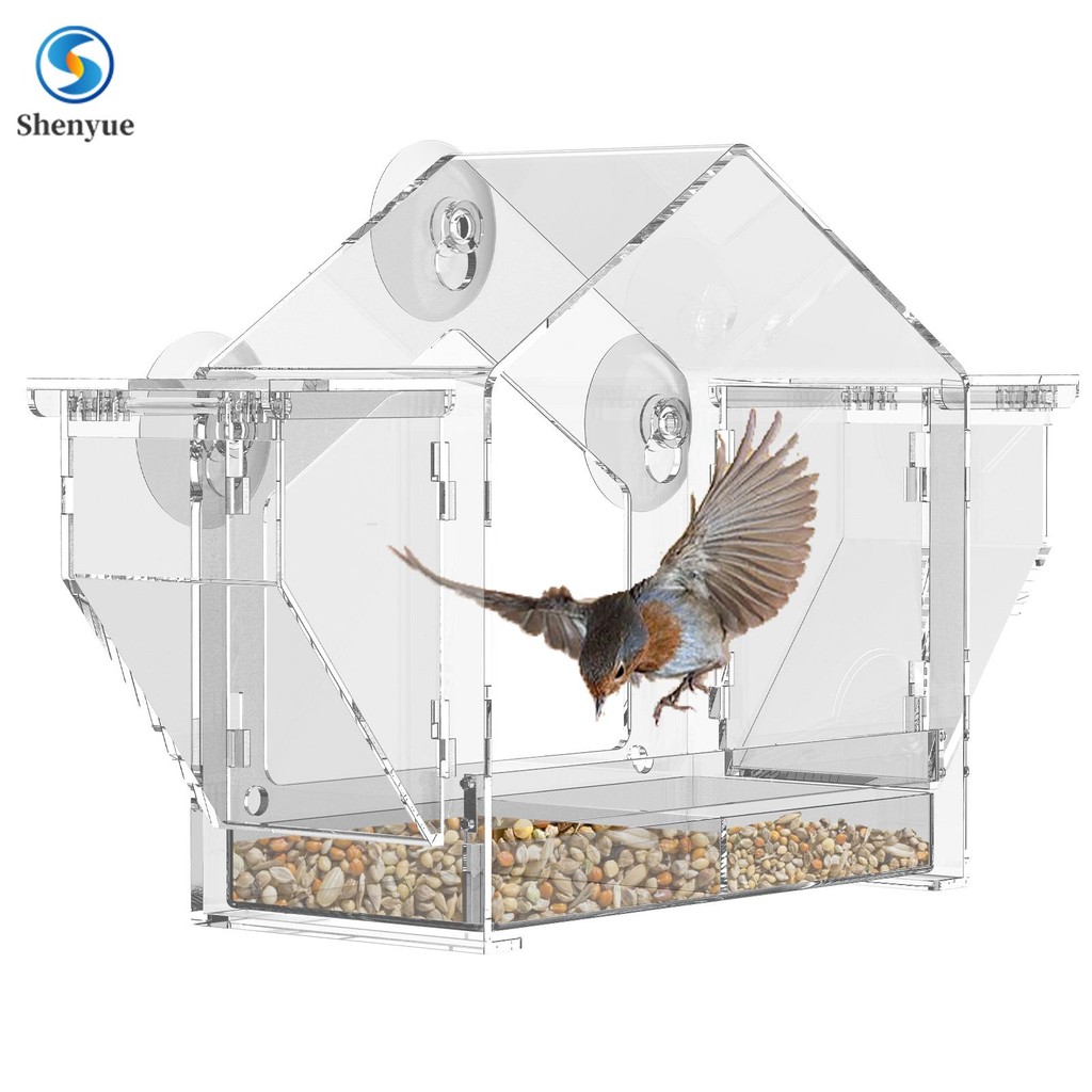 PS โปร่งใสใส Bird Feeder กระรอก Proof House Shape Bird Feeder Secure สําหรับ Garden SHOPSBC9183