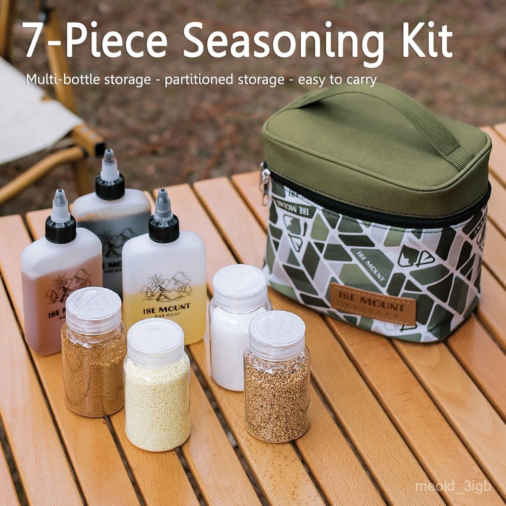 Seasoning Bottle Set Camping Storage Bag Reusable Spice Container Condiment Jars Organizer Outdoor B