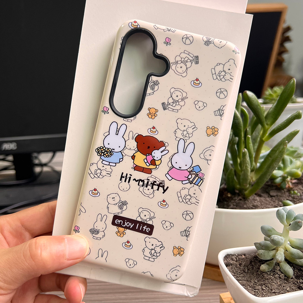 การ์ตูน MIFFY กระต่ายสองชั้นกันกระแทกเคสโทรศัพท์สําหรับ Samsung S25 Ultra S24 Ultra S24FE A56 A55 S24 + S23 Ultra S22 S21 A16 A15 Samsung Cover