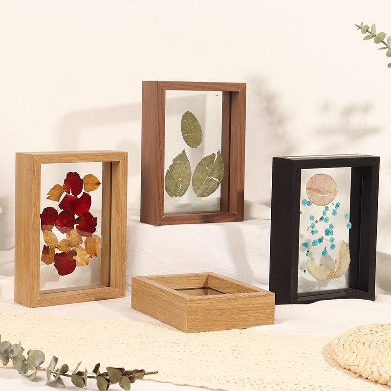 กรอบรูป กรอบรูปไม้ 4x6 5x7 6x8 นิ้ว DIY กรอบรูปดอกไม้แห้ง ใสสองด้าน สะสมใบไม้ร่วง ง่ายและสวยงาม