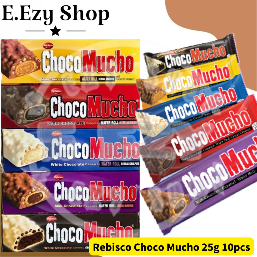 (กล่อง) 10 ชิ้น Rebisco Choco Muso Caramel Wafer Roll Cereal Crispies ฮาลาล