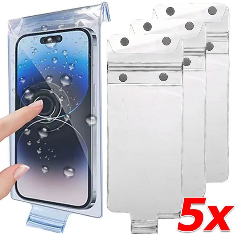 เคสโทรศัพท์มือถือกันน้ํา 1/3/5 ชิ้น / กระเป๋าป้องกันโทรศัพท์มือถือหน้าจอสัมผัสใต้น้ําแบบใส