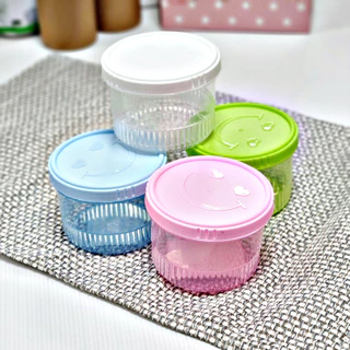 Lifepro กระปุกพลาสติกหน้ายิ้ม 280ml. (ราคาต่อ 1 ใบ) ขนาด 9x6.5cm #961 กระปุกสีพาสเทล กระปุกใส่นมผง กล่องใส่ของจุกจิก