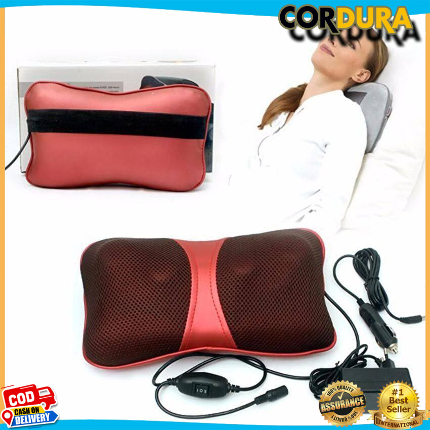 หมอนนวดคอและไหล่อย่างดี ปรับความแรง 2 ระดับ CAR AND HOME MASSAGE PILLOW ใช้ไฟบ้าน & รถยนต์ อุปกรณ์ครบชุด รุ่น 818
