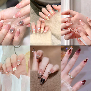 🚚พร้อมส่ง❣เล็บเจลปลอมสำเร็จรูป สะดวก พร้อมติด แบบยาว 24 ชิ้น พร้อมกาว ตะไบ มีลายให้เลือกหลากหลาย
