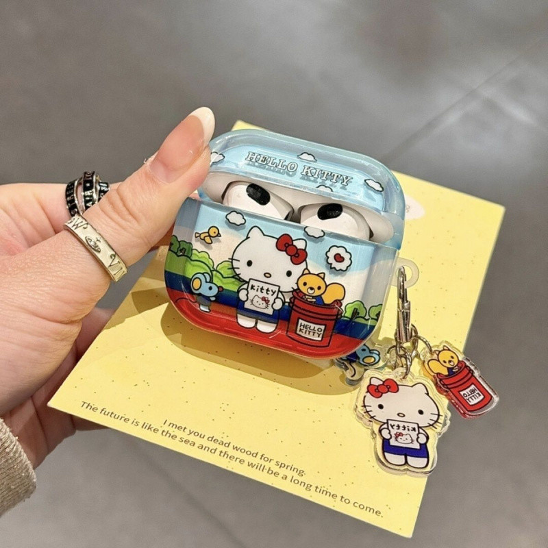 เคสหูฟัง Hello Kitty Spring Outing AirPods 4/3/2/1 AirPodsPro2 ซิลิโคนป้องกันการตกหล่น