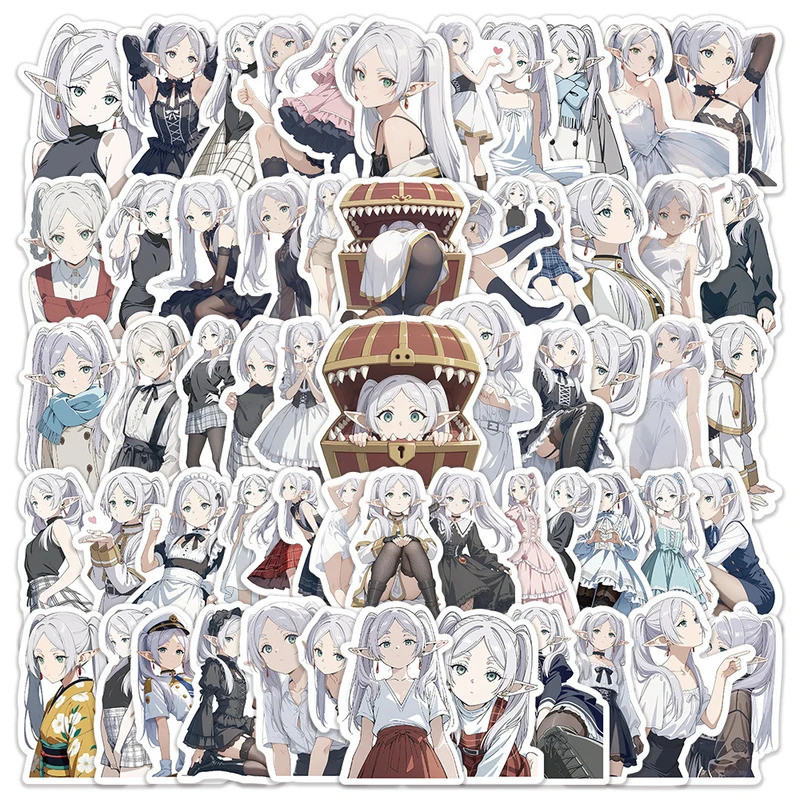 10/30/60pcs Cute Cartoon Girl Fern Frieren Stickers Kawaii Anime Character Sticker Skateboard Phone 
