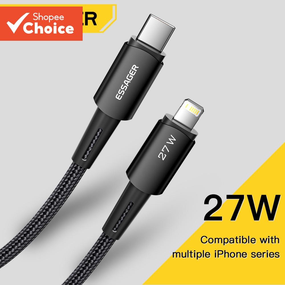 Essager PD Type-C ถึง L 3A อลูมิเนียม Fast Charge สําหรับ iP 13 Pro Max 13mini 12 Pro Max X 8 plus Mbk PD Charger ข้อมูลสาย
