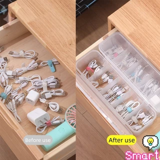 SMART กล่องเก็บของอเนกประสงค์ เก็บสายชาร์ทมือถือ กล่องจัดระเบียบ ขนาดกลางโปร่งใส 1 ชิ้น Storage box