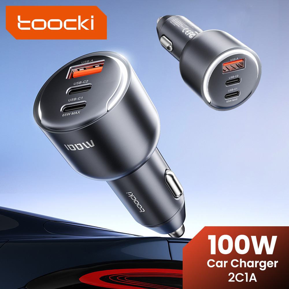 Toocki USB C Car Charger 100W ประเภท C Fast Charge PPS PD3.0 ไฟ LED รถชาร์จโทรศัพท์สําหรับโทรศัพท์ 16 15 Xiaomi Huawei Samsung