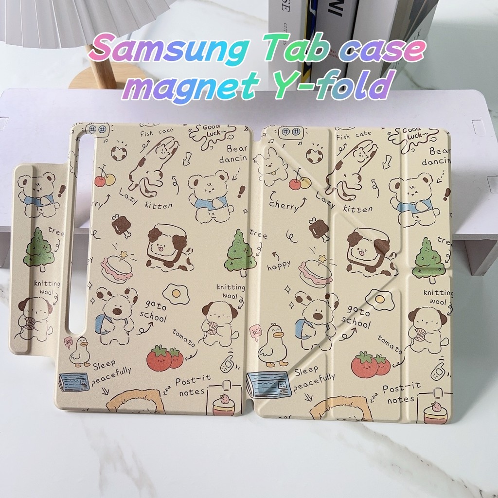 เคส หลายมุม Y-รูป เคส Case Samsung Tab S9 S9 FE S9Plus S9plus FE S7 S8 พับได้ แม่เหล็ก เคสน่ารัก