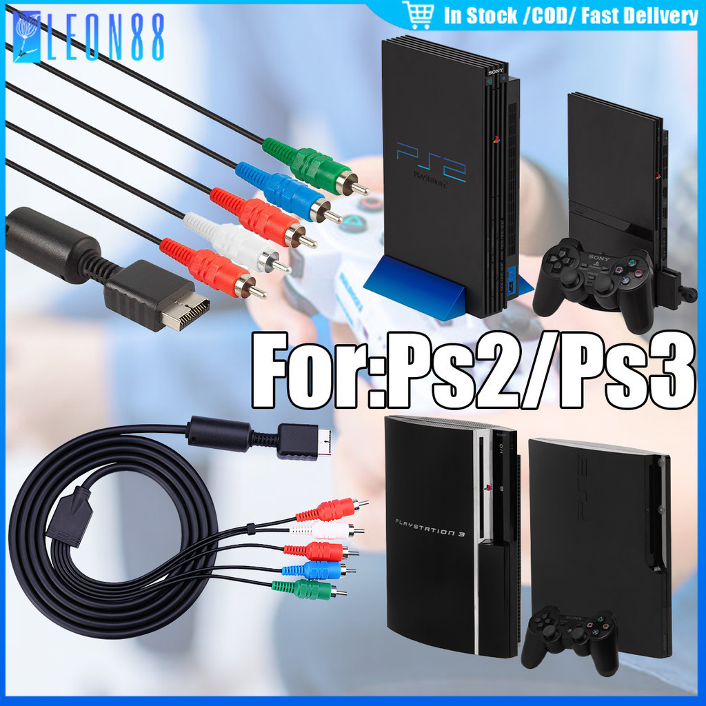 ของมาใหม่！สายคอมโพเนนท์ PS2 PS3 ยาว1.8 เมตร Component AV Video-Audio Cable Cord ภาพชัดมาก