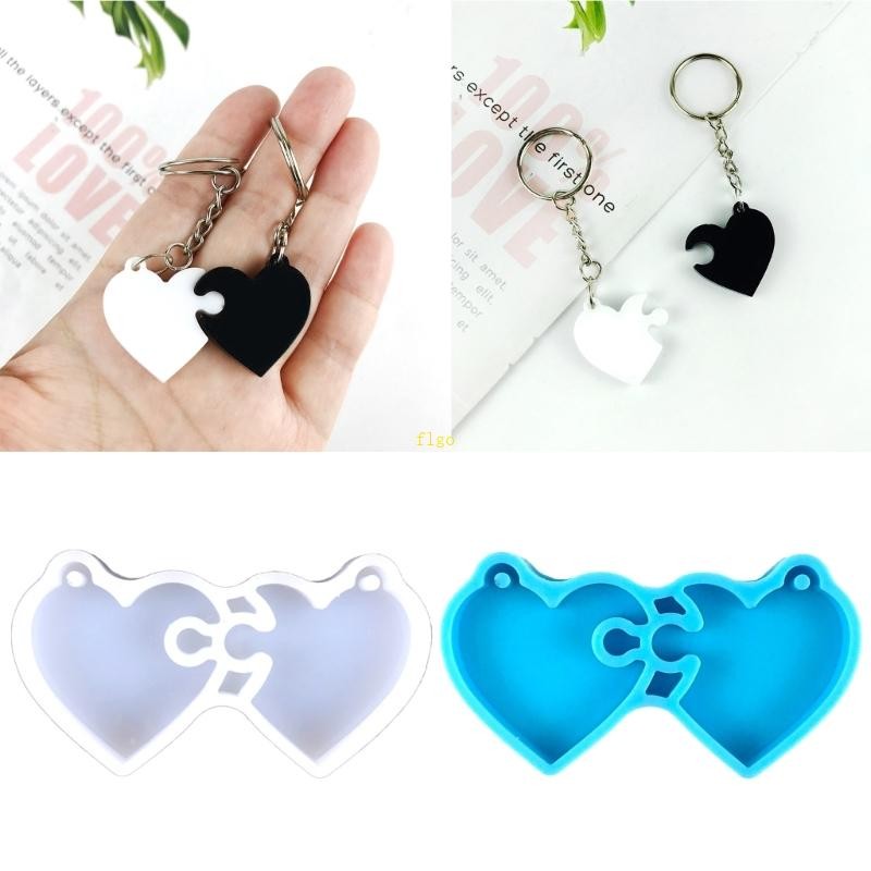 Flgo หัวใจแม่พิมพ์ซิลิโคนเรซินสำหรับพวงกุญแจเครื่องประดับทำ DIY จี้ Charm