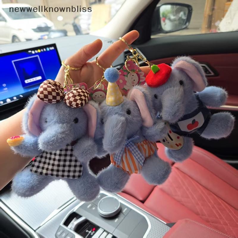 ใหม่wellknownbliss สัตว์น่ารักช้างตุ๊กตา ของเล่น จี้พวงกุญแจ กระเป๋าเป้ แขวนเครื่องประดับ ของขวัญ CCD
