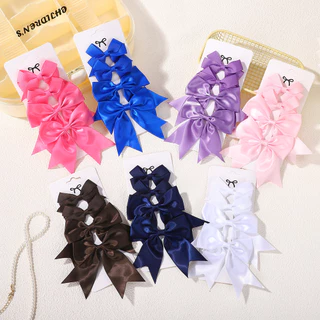 4 ชิ้นน่ารักสีทึบริบบิ้น Bows กิ๊บติดผมสําหรับเด็กสาว Hairpins Barrettes Handmade เด็ก Headwear เด็กอุปกรณ์เสริมผม