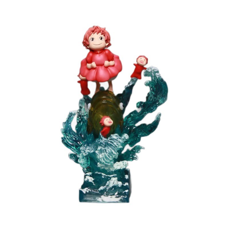 GK Ponyo และ Sosuke Spirited Ponyo รูปปั้นเรืองแสงอะนิเมะประณีตรูปเครื่องประดับ