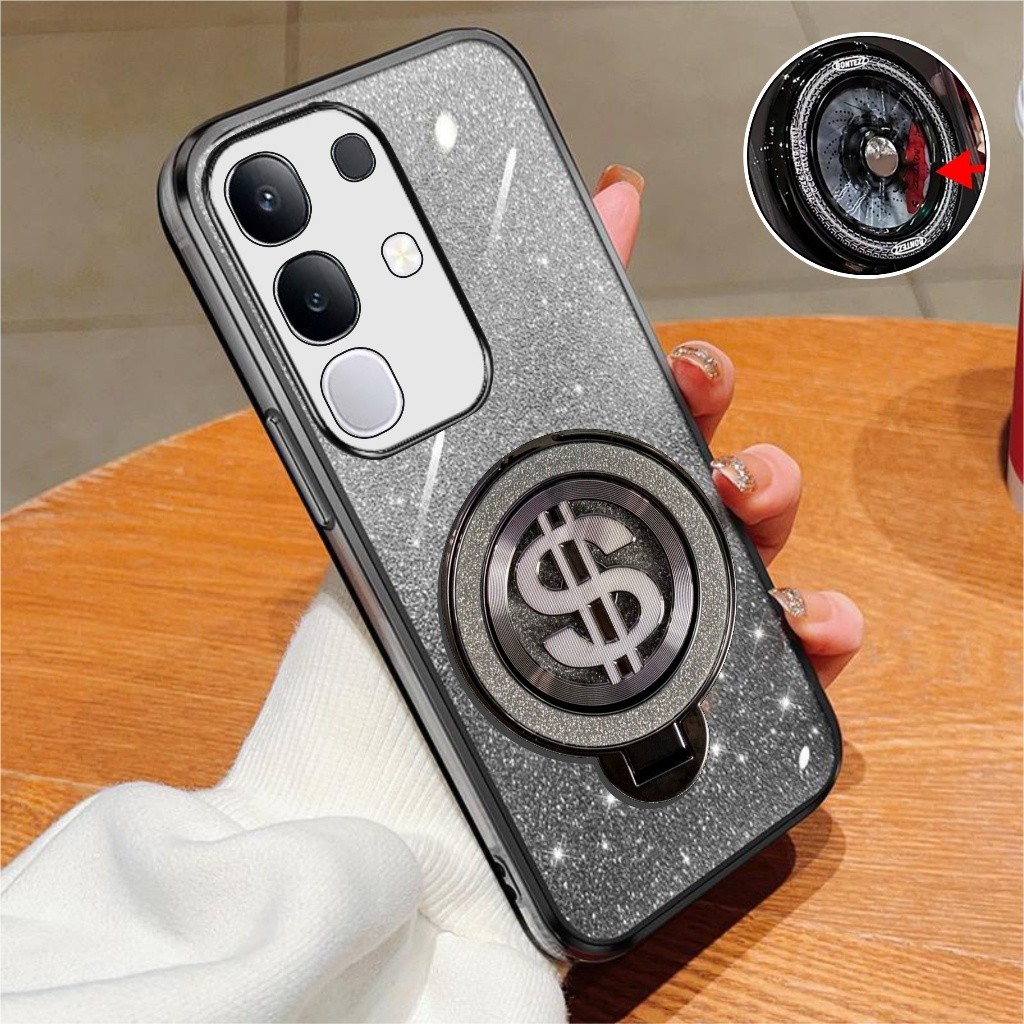 HP Vivo Y29 Y28 Y17s Y19s Pro Soft Case Glitter Ring Dollar Wireless Premium