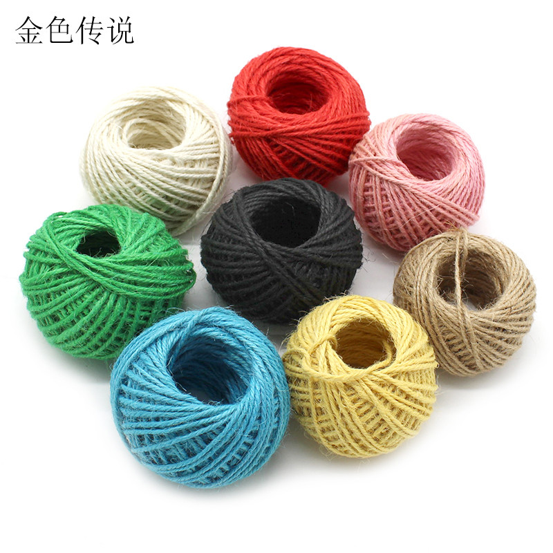 เชือกปอหลากสี diy วัสดุทําด้วยมือ ด้ายถัก Handmade Fine ด้ายกัญชา Ball ตกแต่ง Creative Binding เชือก 25m