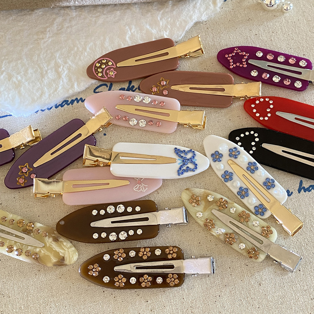 กิ๊บติดผม Rhinestones ฝรั่งเศสหญิง Acetate Hairpins แต่งหน้าคลิป