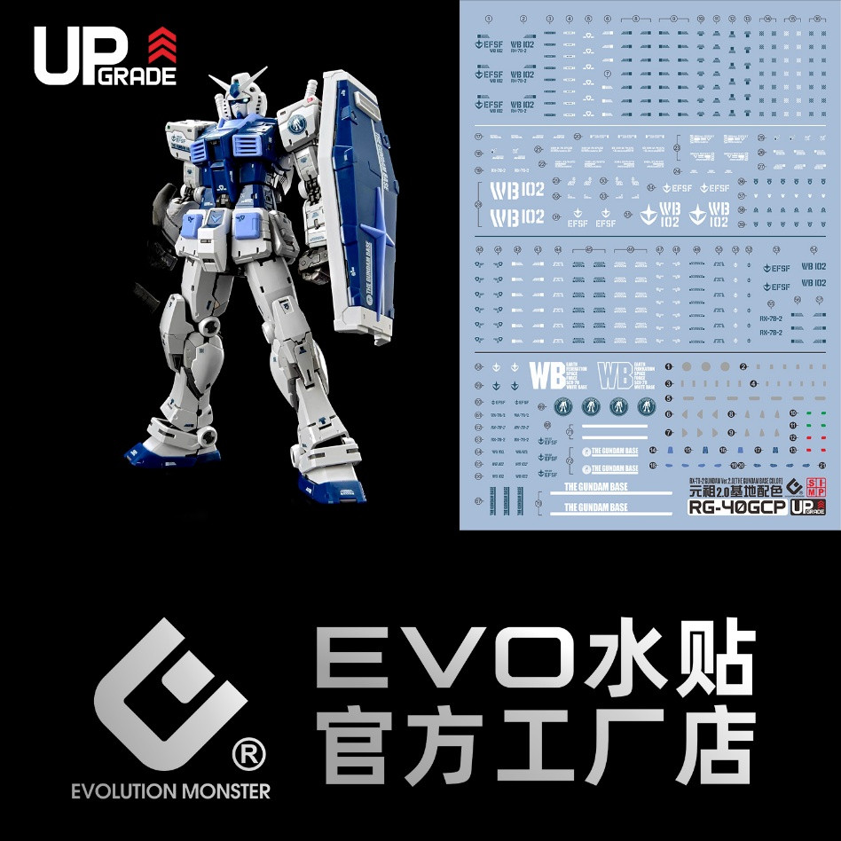 EVO RG 1/144 RX-78-2 2.0 THE BASE COLOE GCP ver สไลด์น้ํา Decal Fluo ประเภท EVORG051