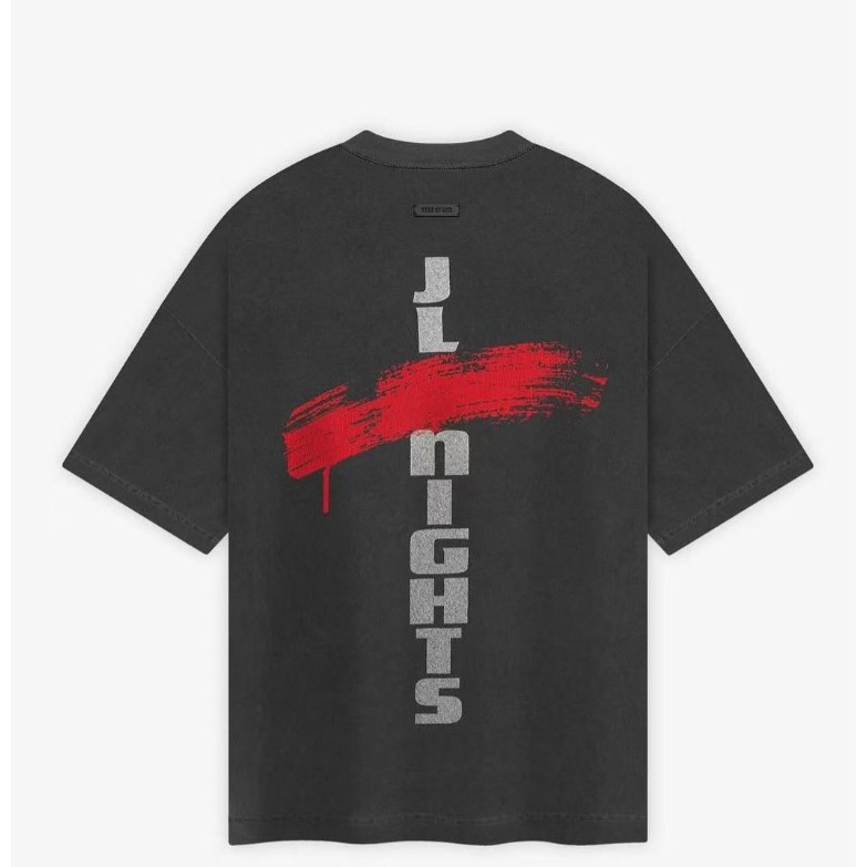 High Street Sinners ใหม่ ESSENTIALS FEAR OF GOD พิมพ์น้ําล้างผ้าฝ้ายแขนสั้นเสื้อยืดสําหรับผู้ชายและผ