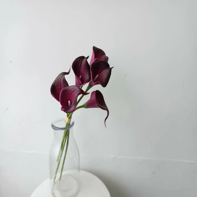 20 ชิ้น Burgundy Calla Lilies - เนื้อละเอียดอ่อนนุ่ม, ก้านงอได้, ชั้นเรียบธรรมชาติ - เหมาะสําหรับคริสต์มาส, ฮาโลวีน, อีสเตอร์,- เหมาะสําหรับบ้าน, ห้องครัว, DIY, งานแต่งงาน, P