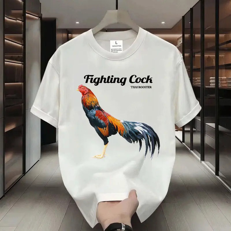 เสื้อยืดสไตล์จิกูกันความร้อน พร้อมลายไก่สำหรับการต่อสู้ ใส่สบายระบายอากาศดี