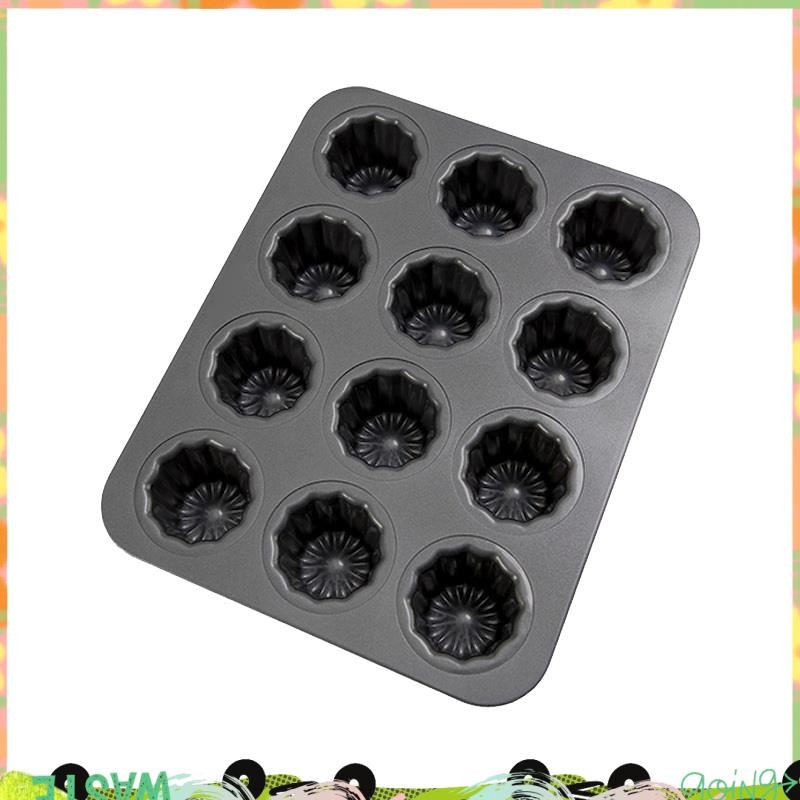 Super 12-Cavity Canele แม่พิมพ์เค้ก Non-Stick Canele มัฟฟิน Bakeware Fit สําหรับเตาอบเบเกอรี่พุดดิ้ง