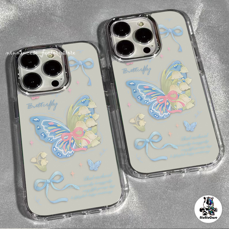 🍓For เคสไอโฟน13 เคสโทรศัพท์ เคสนิ่ม For iPhone 11 13 12 14 15 Pro 7 8 16 Plus SE XR XS Max เคส โปร่งใส ผีเสื้อที่สวยงาม