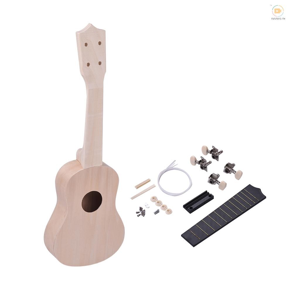 Unfinished Diy Uke Kit Ukelele Uke คอพลาสติกนิ้วยังไม่เสร็จ Body Neck Kit Basswood พลาสติกไนลอน Bass