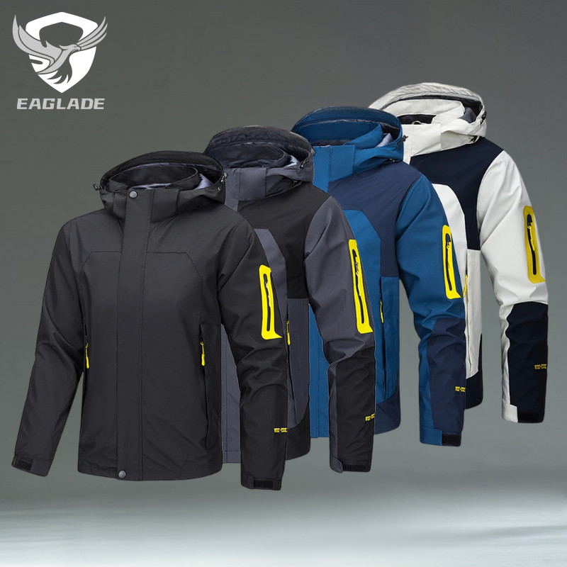 EAGLADE เสื้อแจ็คเก็ตบอมเบอร์กลางแจ้งเสื้อกันลมกันน้ําสําหรับผู้ชายกันรอยขีดข่วน552สีเทา E05