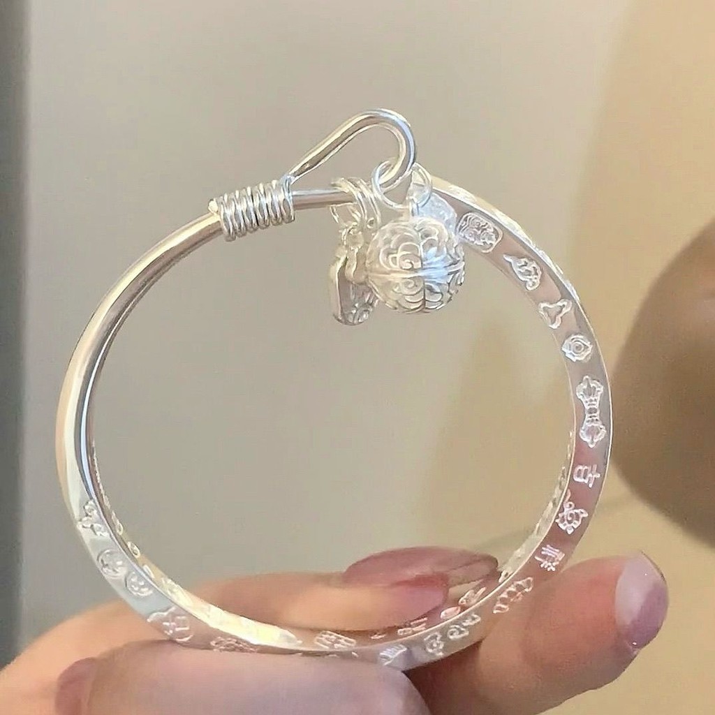 9999 สร้อยข้อมือ Jiyan สร้อยข้อมือเงินแข็งเปิดปรับแฟนของขวัญวันเกิด 9999 Jiyan ฟางสําหรับเด็กผู้หญิง