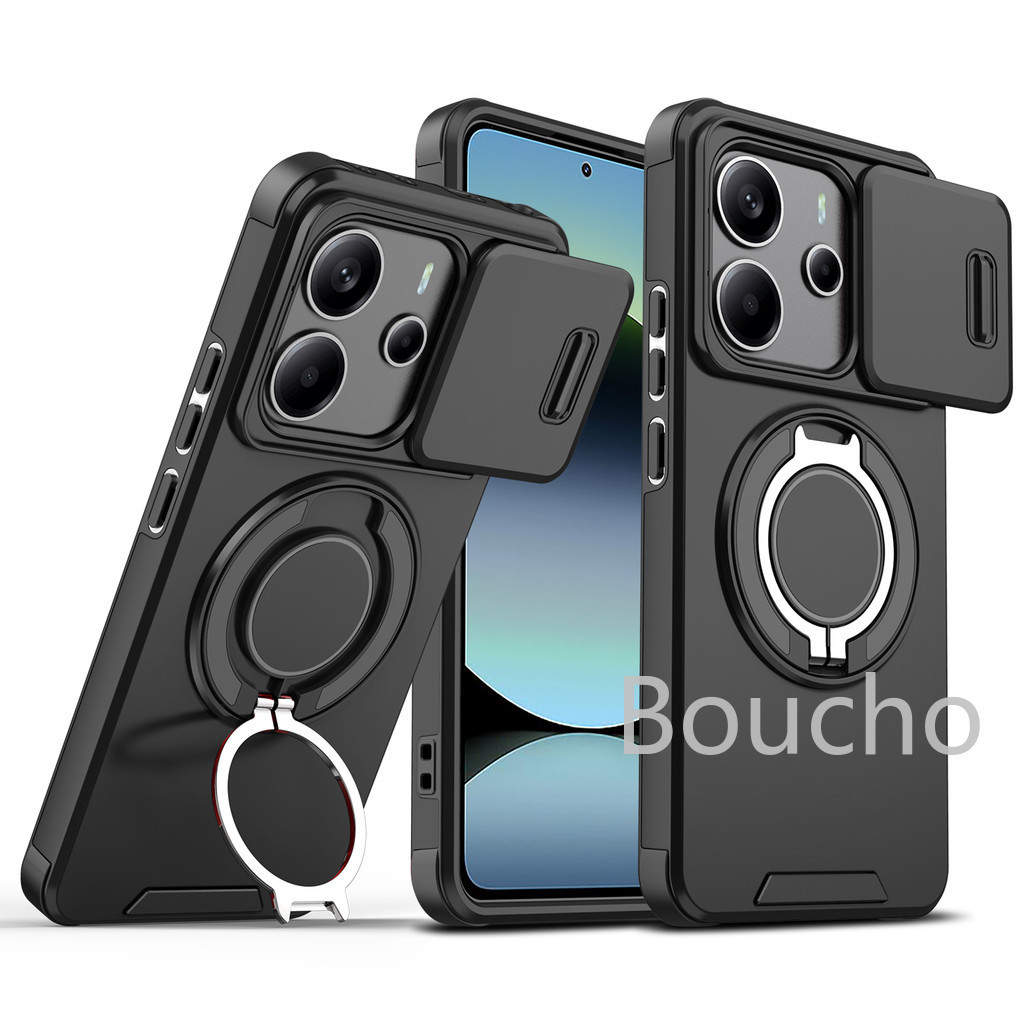สําหรับ Redmi หมายเหตุ 14 Pro Plus หมายเหตุ 13R Pro 13 Pro Plus 4G 5G เคสโทรศัพท์พร้อม Windows เลนส์ปกป้องรองรับแม่เหล็กปกหลัง