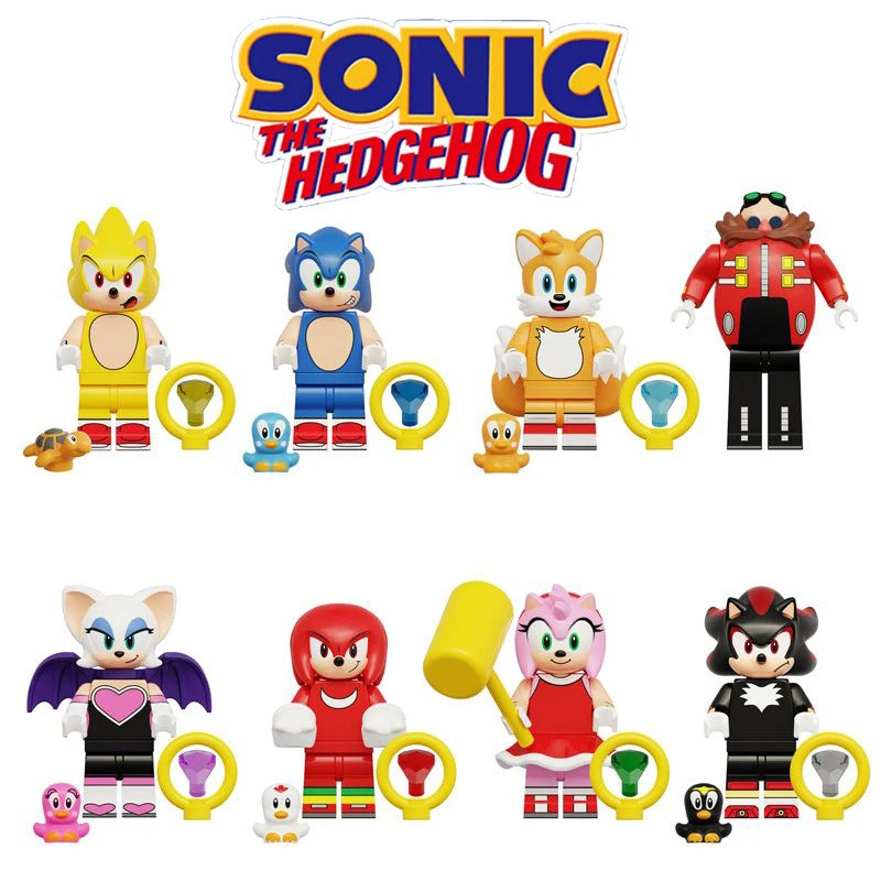 New Q-Version Sonic 3 Character Toy Hedgehog Sha Dow Tail Figure Model Dolls Assembling Toys Childre