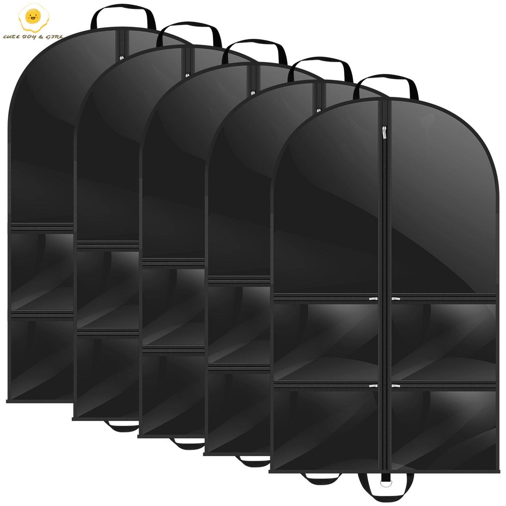 5 ชิ้นใสเด็กเต้นรําเครื่องแต่งกายกระเป๋าเสื้อผ้าฝุ่นหลักฐานกระเป๋าหลายซิปกระเป๋าสําหรับเต้นรําการแข่