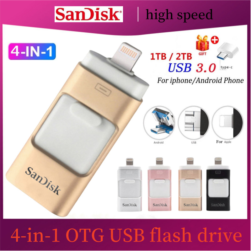 2TB 4 IN 1 OTG USB3.0 แฟลชไดรฟ์ 1TB 512GB 256GB ไดรฟ์ปากกา ฟรี CType Memory Stick เข้ากันได้กับ 128GB 64GB เหมาะสําหรับโทรศัพท์มือถือ แท็บเล็ต อุปกรณ์จัดเก็บข้อมูลคอมพิวเตอร์ตั้งโต๊ะ