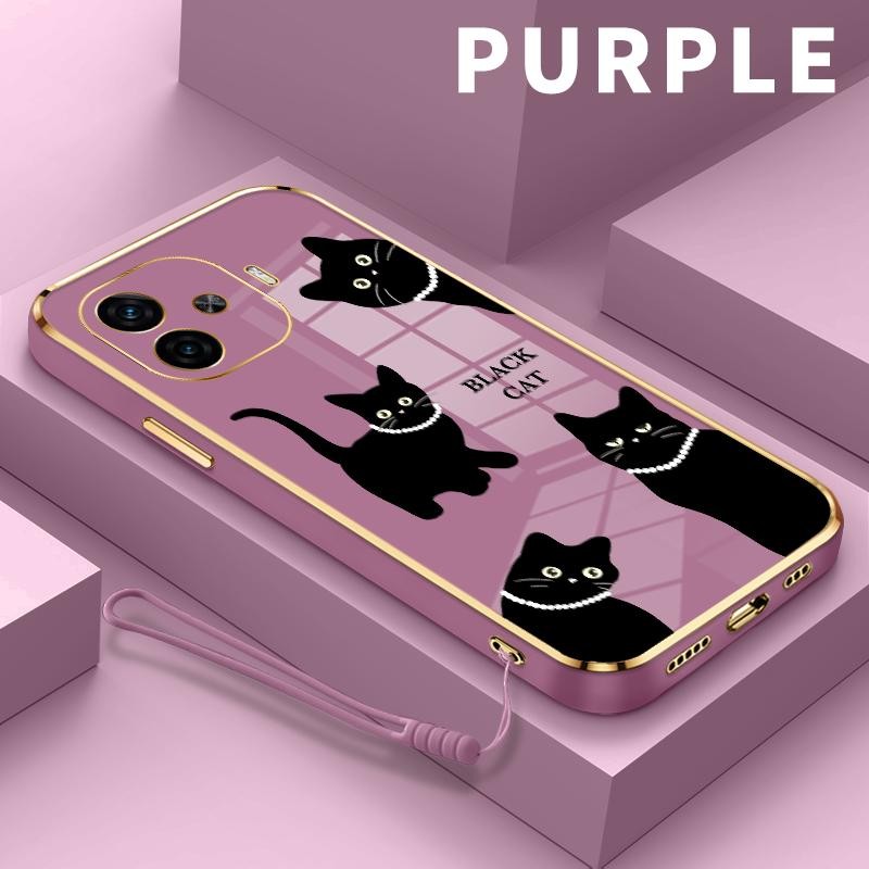 สําหรับ IQOO Z9 5G Z9X 5G Z6 5G Z7i Z7x Neo U5x Simple Cat Soft 6D ชุบ Hp กรณี