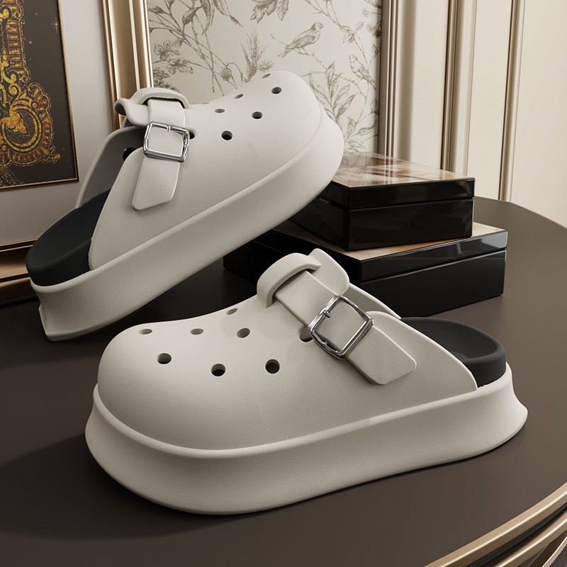 รองเท้าแตะผู้หญิงฤดูร้อนเพิ่มความสูงพื้นหนาปิดนิ้วเท้าใหม่กลางแจ้งไม่ลื่นระบายอากาศ