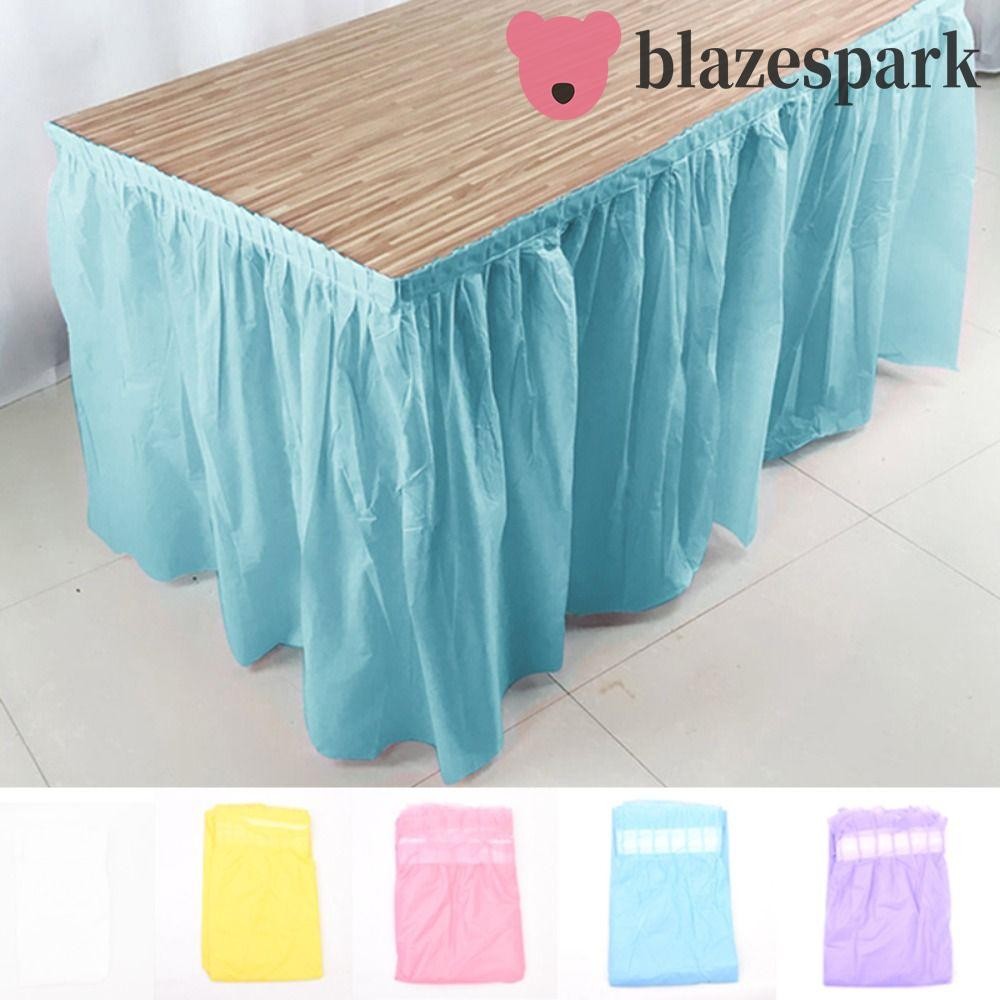 BLAZESPARK ชุดกระโปรงโต๊ะ,พลาสติกเป็นมิตรกับสิ่งแวดล้อมผ้าปูโต๊ะแบบใช้แล้วทิ้ง,ผ้าคลุมโต๊ะสีทึบกันน้ํามันปาร์ตี้สี่เหลี่ยม