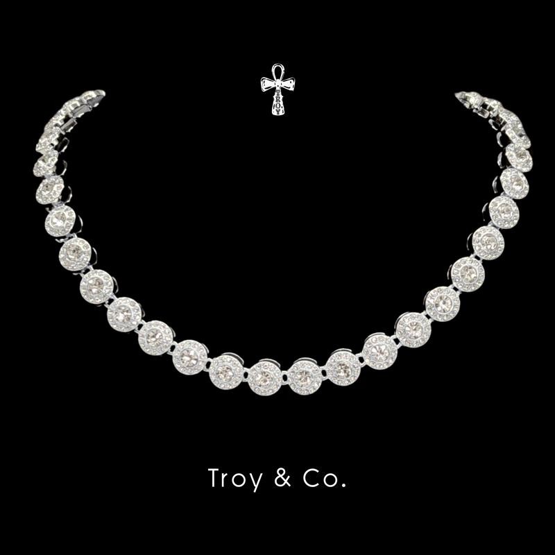 Coin Tennis Chain เพชร CZ  เหรียญเรียง iced out สร้อยคอคิวบันหรู ลุคจัดเต็ม TDN016 Troy & Co.
