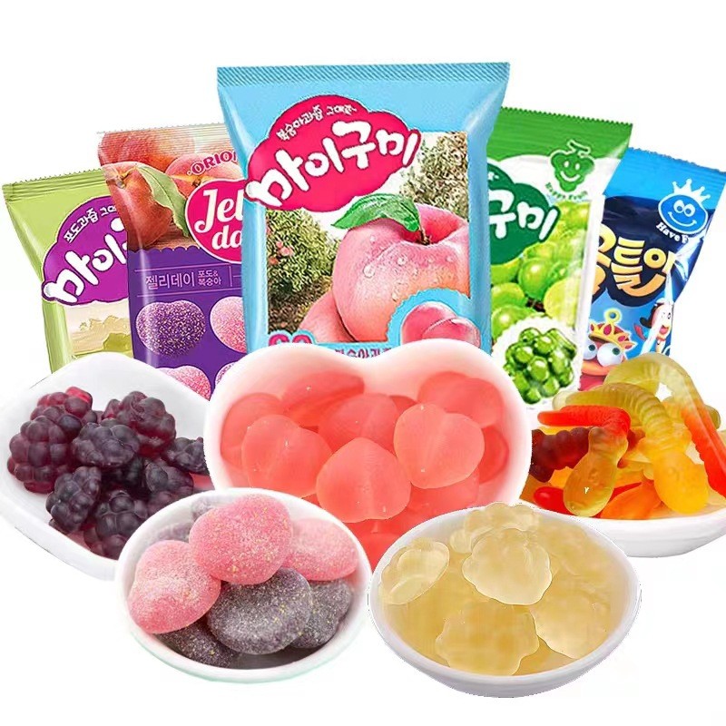 เกาหลีนําเข้า ORION ORION QQ Gummy รสองุ่น รสพีช รสไส้เดือนรสผลไม้ขนมขนม