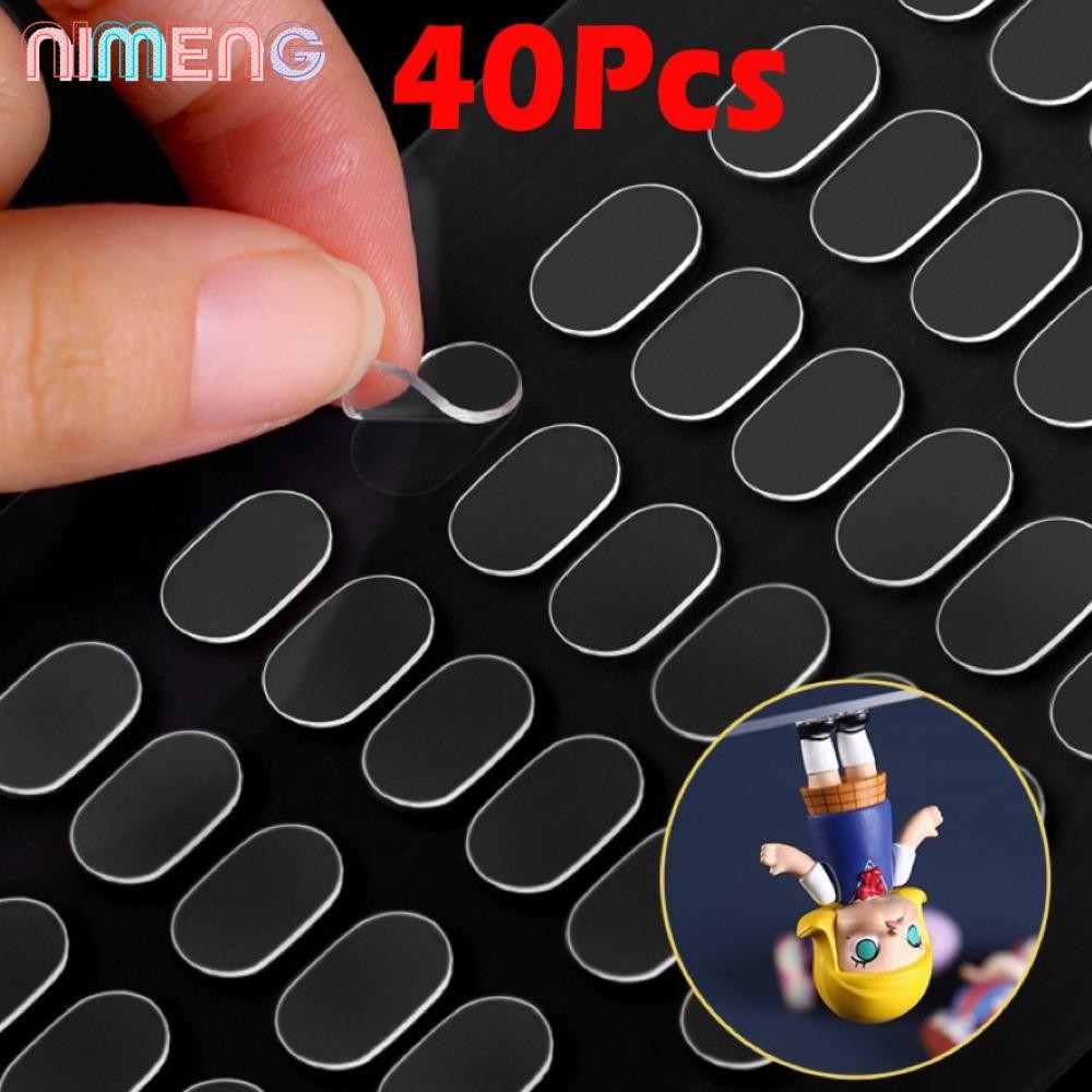 NIMENG 40 ชิ้น/เซ็ตกล่องสติกเกอร์เท้า, Strong ไม่มีร่องรอย Popmart Dot กาว, เทปกาวคงที่กล่องเก็บโปร่งใสเทปกาวคงที่